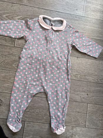 Pyjama Obaibi 12 mois gris et rose col claudine