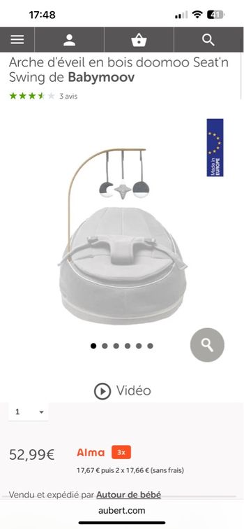 Arche doomoo seat’n swing neuve jamais déballée 