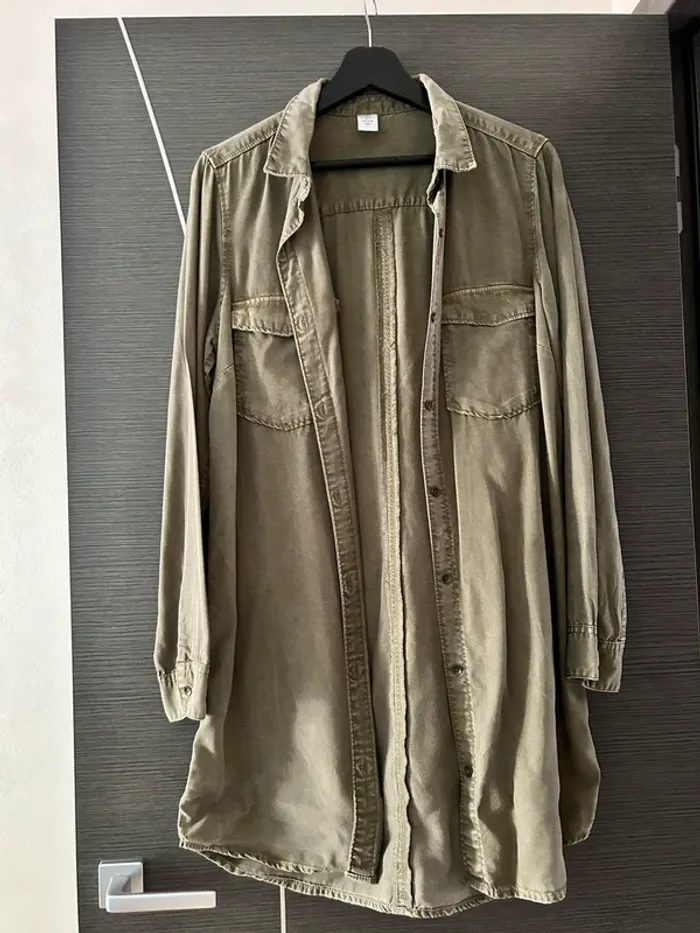 Chemise en simili Jean kaki