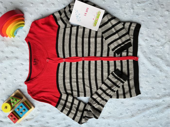 gilet léger gris rouge et noir 14 ans la halle - photo numéro 2