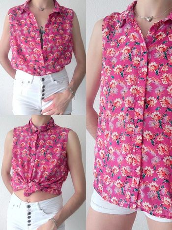 Chemisier sans manche fuchsia fleur / LH by La Halle - 38/M