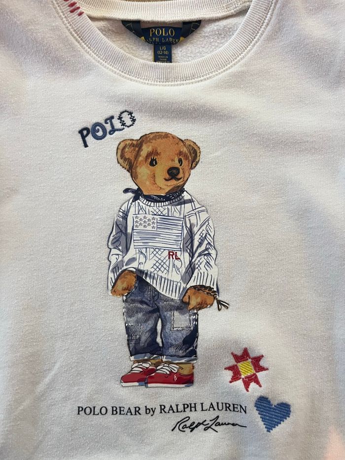 Pull ralph Lauren blanc ours 12/14 ans - photo numéro 3