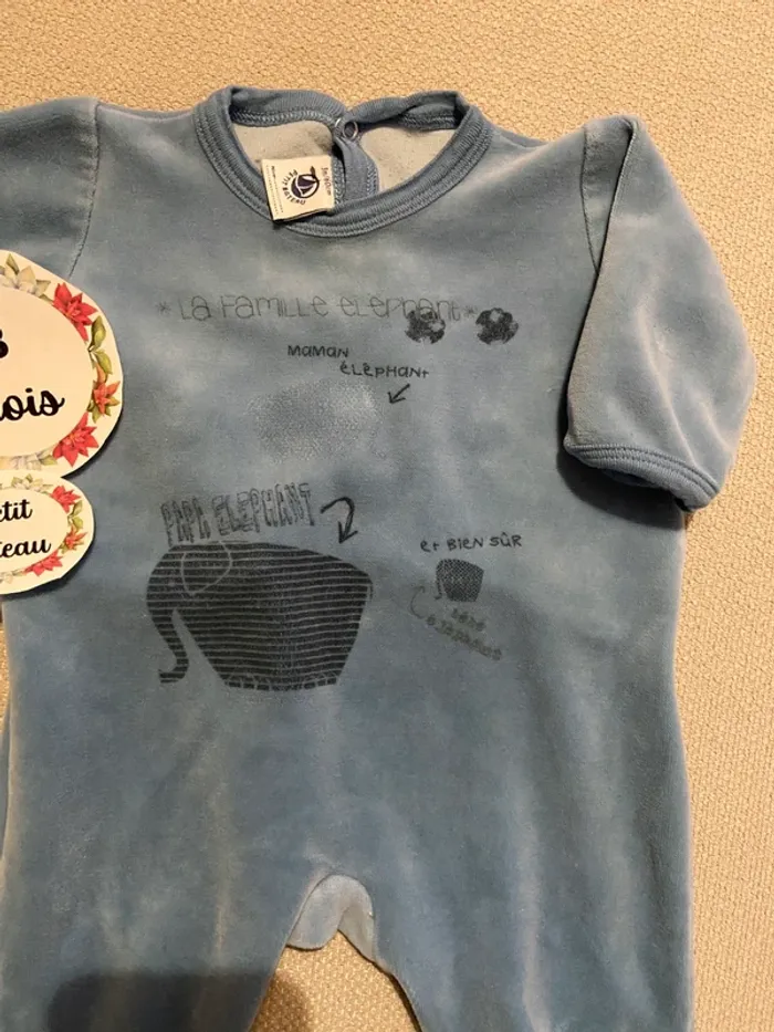 Pyjama petit bateau chaud velours 3 mois - photo numéro 2