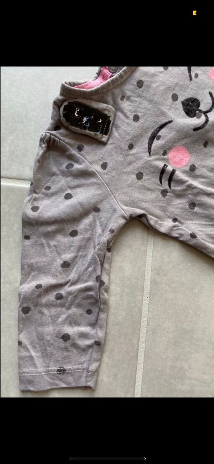 Tee shirt manches longues Chat 6 mois - photo numéro 2