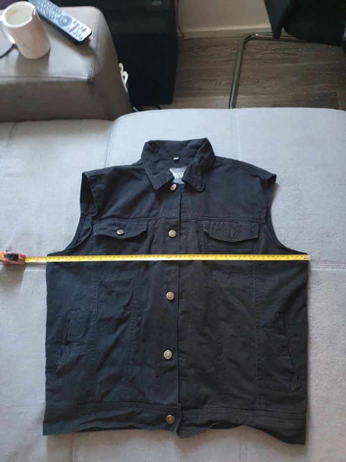 Veste en jean noire sexy punk patch dark funeral - photo numéro 4