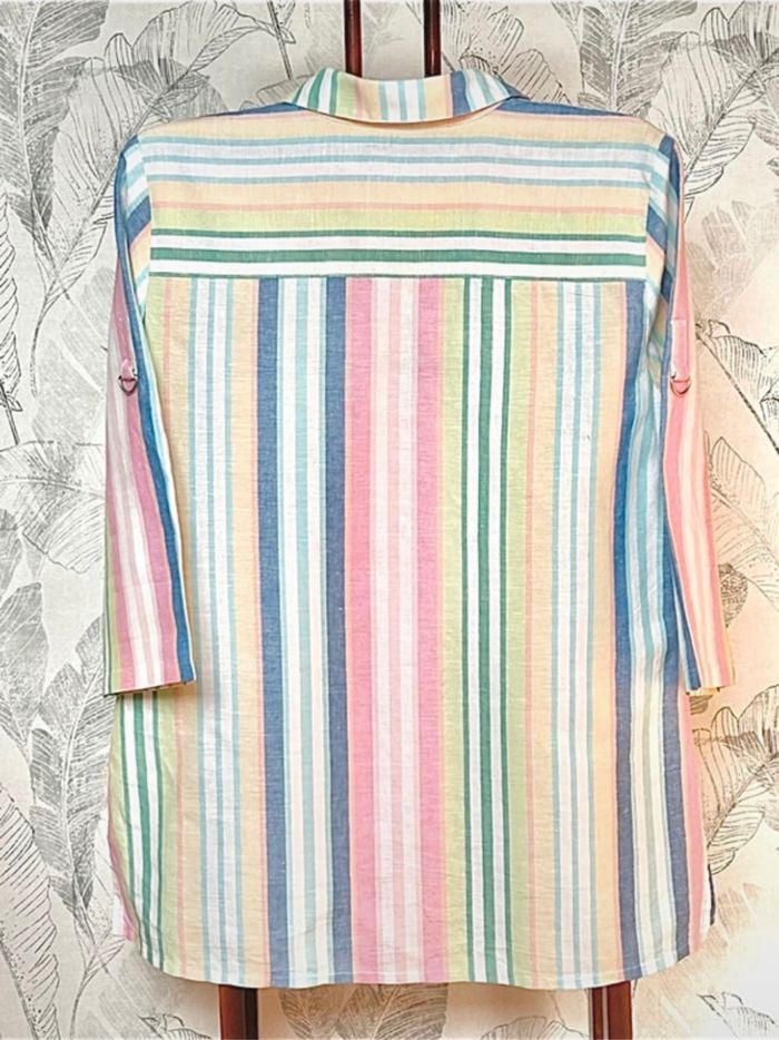 Chemise légère en LIN et COTON à rayures ton pastel. Marque. Peter Hahn - photo numéro 2