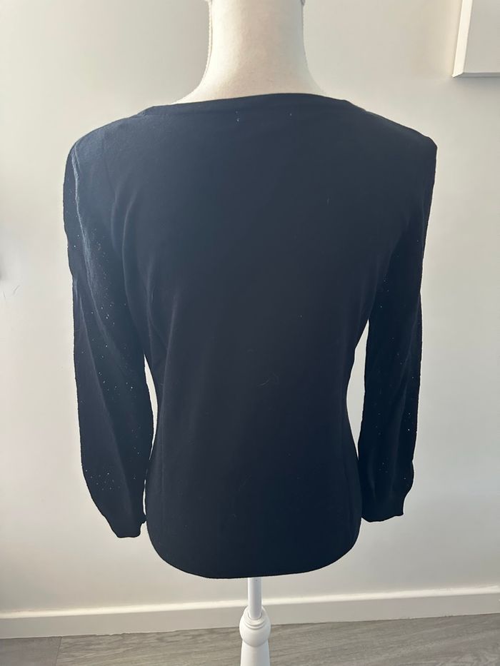 Pull fin noir broderies dentelle H&M T38 M - photo numéro 6