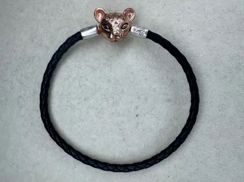Bracelet Pandora Authentique en cuir noir Princesse Lion 18 cl