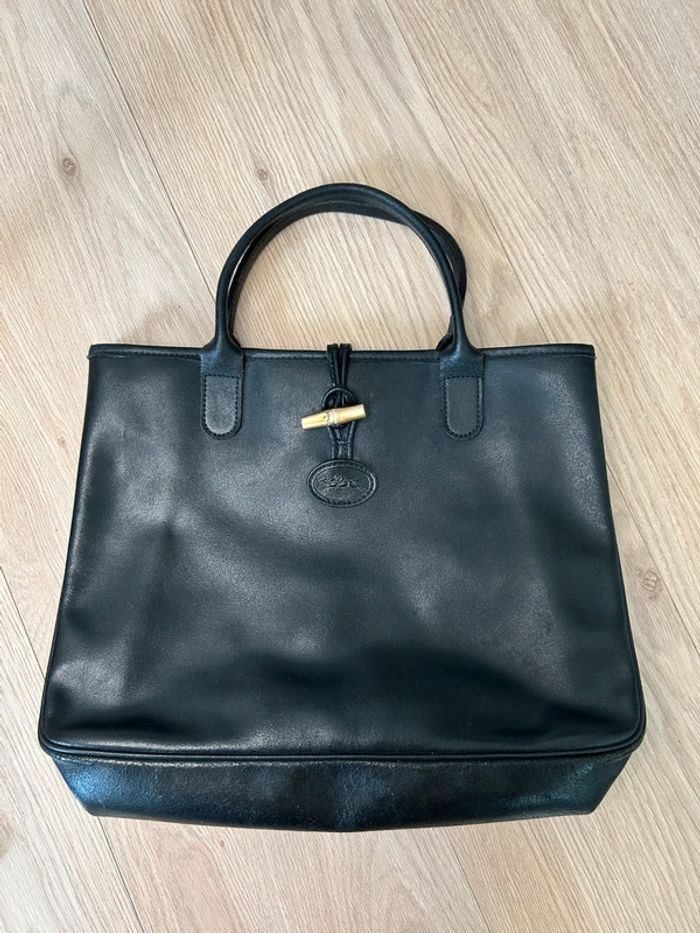 Sac à main Longchamp vintage en cuir noir
