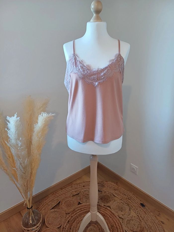 Débardeur rose avec dentelle Jennyfer taille L 40