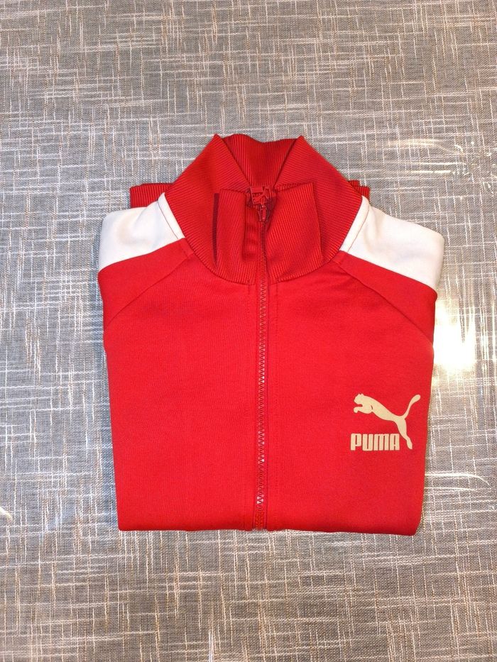veste puma archive t7 rouge et blanche - taille xs