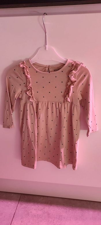 Robe rose avec petits cœurs Kiabi bébé fille 12mois 74cm