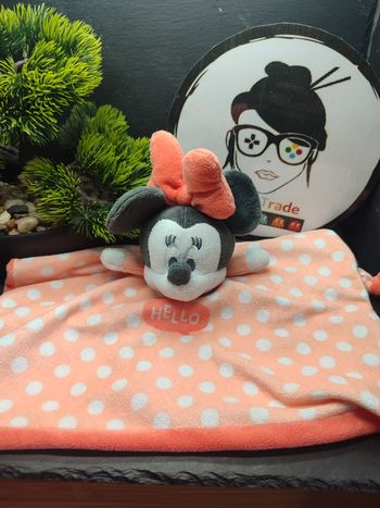 Doudou Minnie orange à pois blanc Hello disney nicotoy Plat Noir Noeud 3803