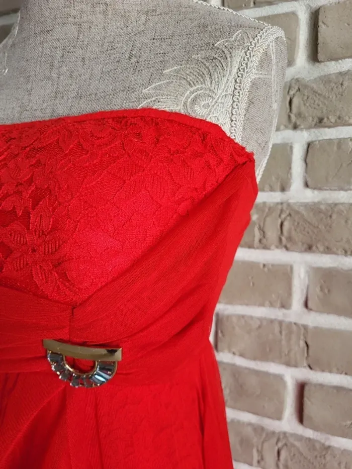Robe bustier rouge tulle et dentelle - Made In Italy - photo numéro 9