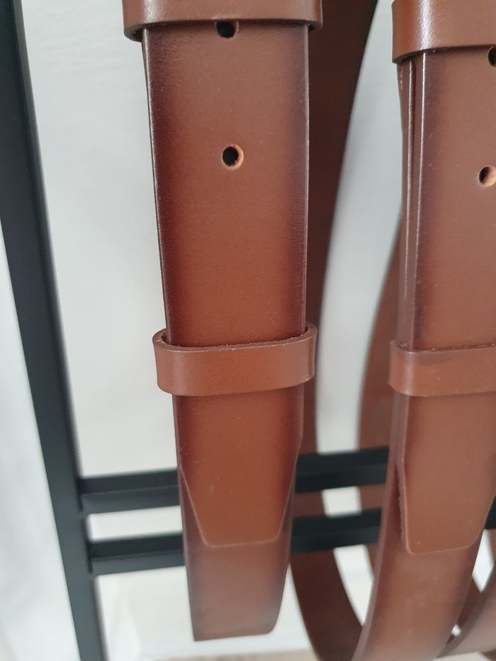 Ceinture en cuir véritable marron longueur 125 cm - photo numéro 3