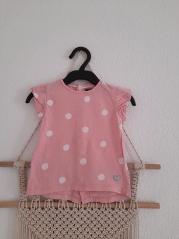 T-shirt rose à pois blanc 12 mois