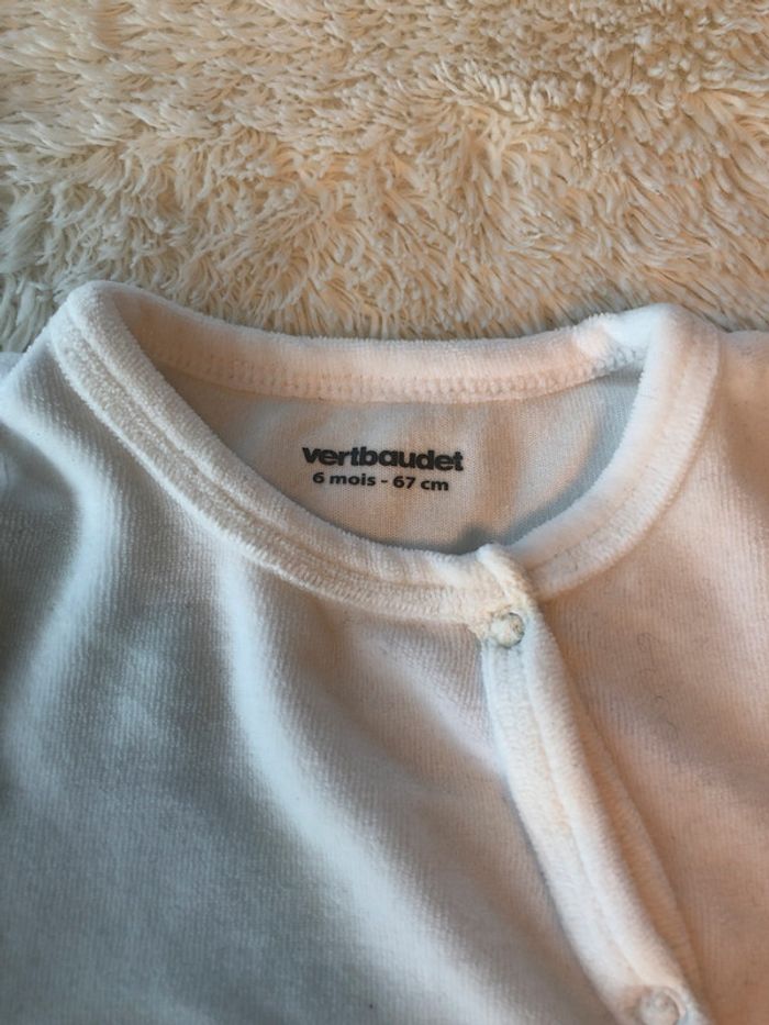 Pyjama velours Vertbaudet blanc tulipe 6m - photo numéro 4