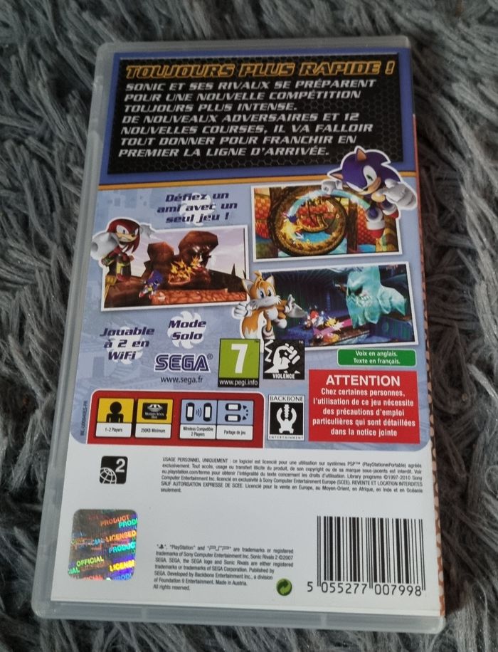 Boîte vide de jeu avec livret Sonic Rivals 2 PSP - photo numéro 3