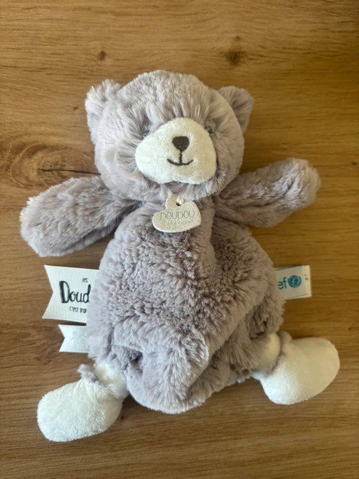 Doudou plat ours gris unicef les doudous c est trop choux doudou et compagnie
