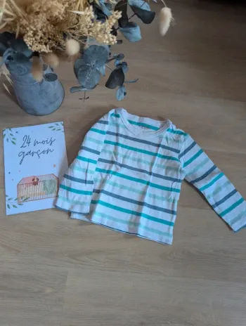 T-shirt rayé bleu Vertbaudet 24 mois