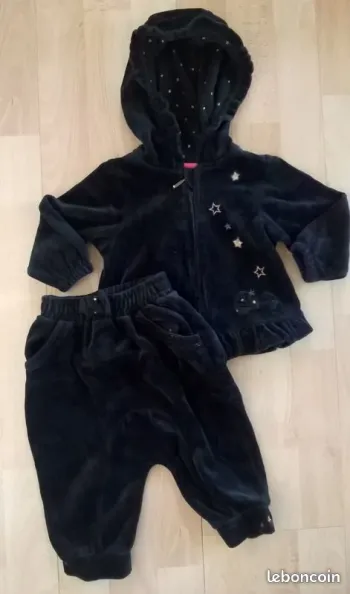 Ensemble jogging velours fille noir Orchestra 9m