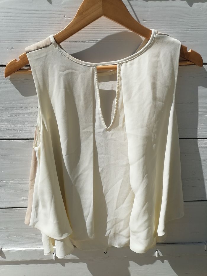 Débardeur fluide Zara taille 36 superposition couleur ivoire et beige - photo numéro 5