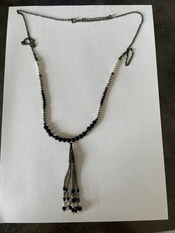 Collier perle noir et gris