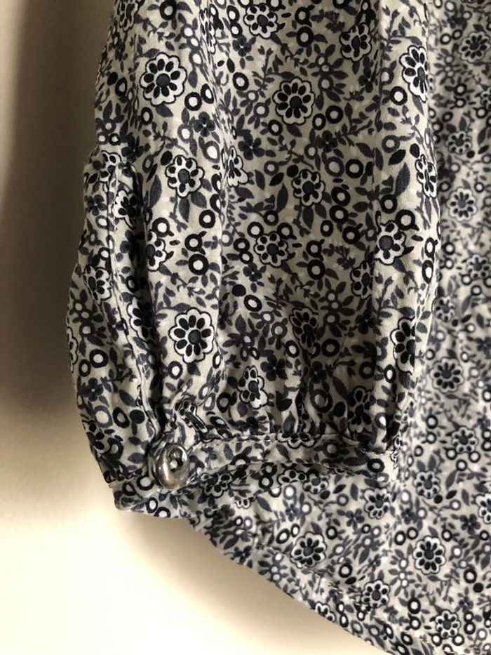 Chemise / blouse fleurie tons gris IKKS 10 ans - photo numéro 8