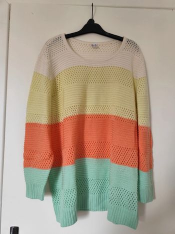 Joli pull ajouré multicolore taille 52 en acrylique
