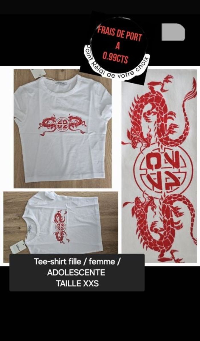 Tee-shirt neuf xxs 2xs fille / femme / adolescente