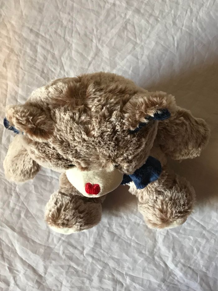 Petit Ourson Brun Ruban Bleu Nuit Etoiles Bleues Nuit Sous Pattes Peluche Petits Enfants Bébés - photo numéro 6