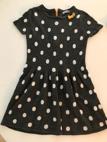 Robe Anthracite à Pois Blanc 6 Ans