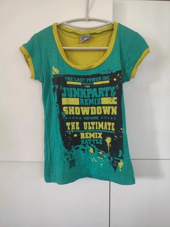 Junk shop t-shirt bleu vert