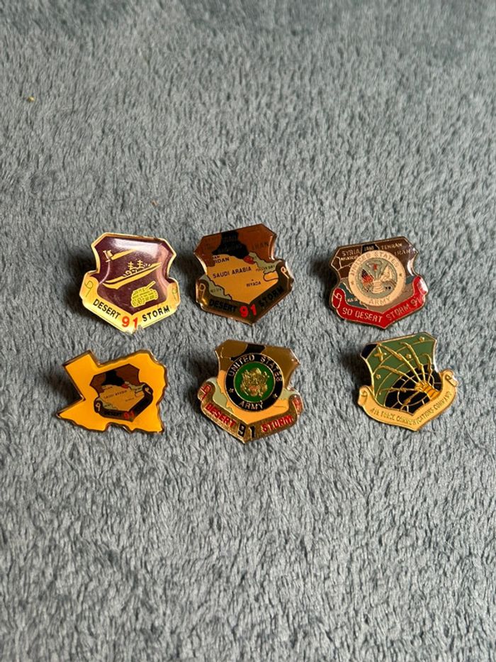 Lot de 6 pin’s badge 90 dessert 91 storm et air force united states army