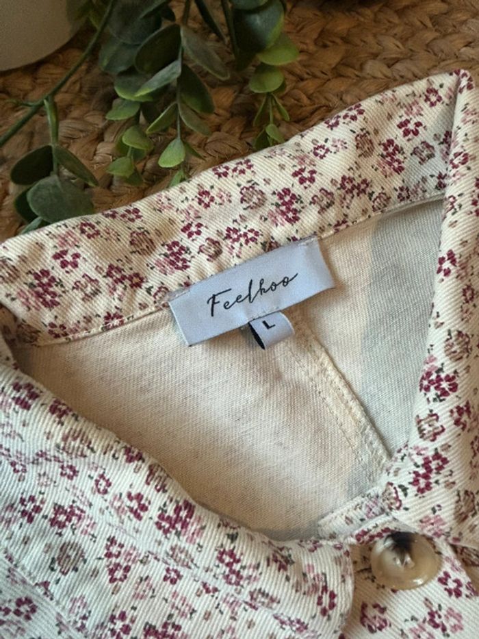 Veste en jean fleurie taille L - photo numéro 3