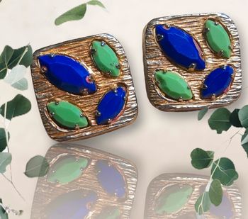 Boucles d’oreilles carrées vintage véritable à clips