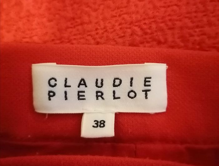 Jupe courte rouge en soie et coton taille 38 Claudie Pierlot - photo numéro 9