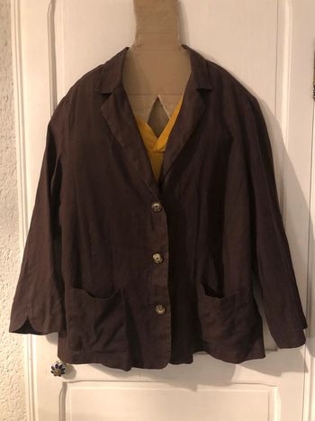 AN18- veste en 100% lin couleur chocolat T 50/52