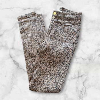 Pantalon luisant marron noir motifs léopard grain de malice taille 34 XS
