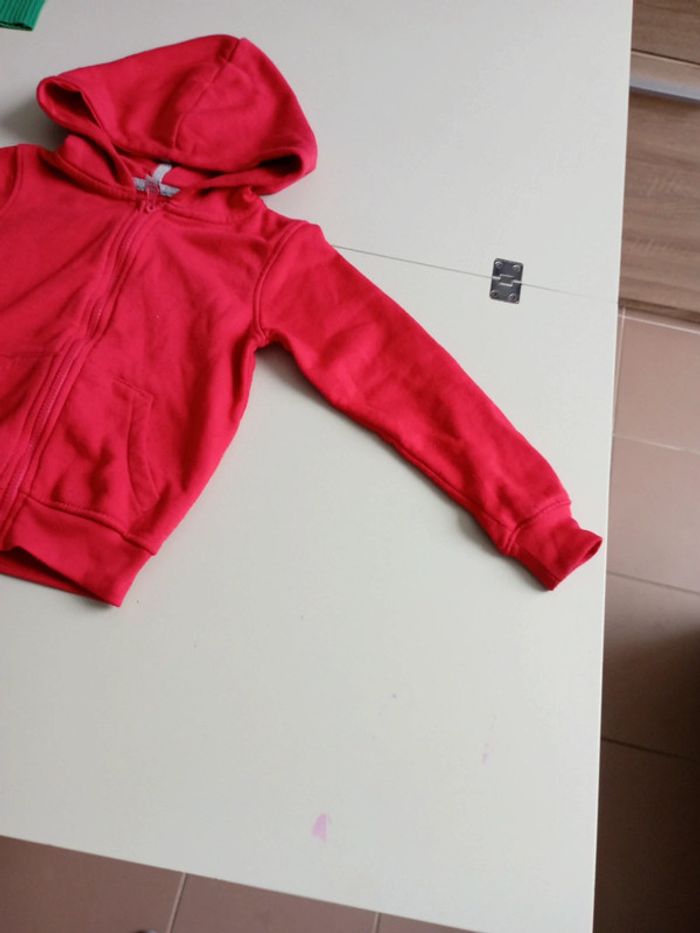 Gilet zippé à capuche TEX 7/8 ans rouge - photo numéro 3