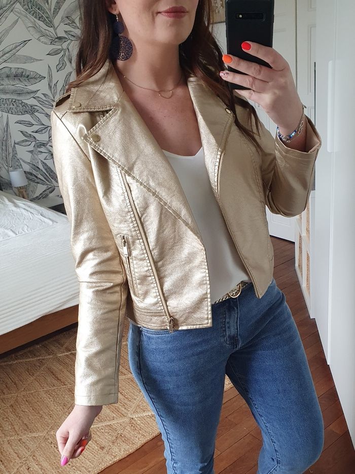 Perfecto simili cuir doré Dubai Taille XL - photo numéro 2
