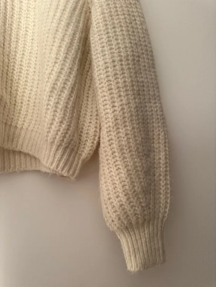 Pull blanc Pimkie à grosses mailles en type laine - photo numéro 4