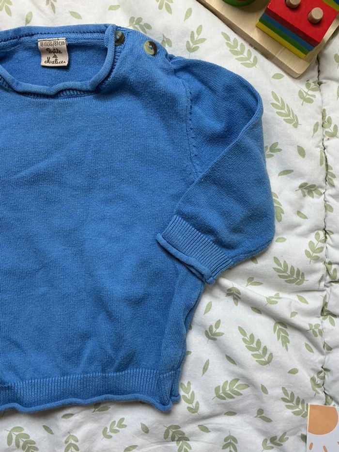 Pull léger col rond bleu 18 mois boite à malices - photo numéro 4