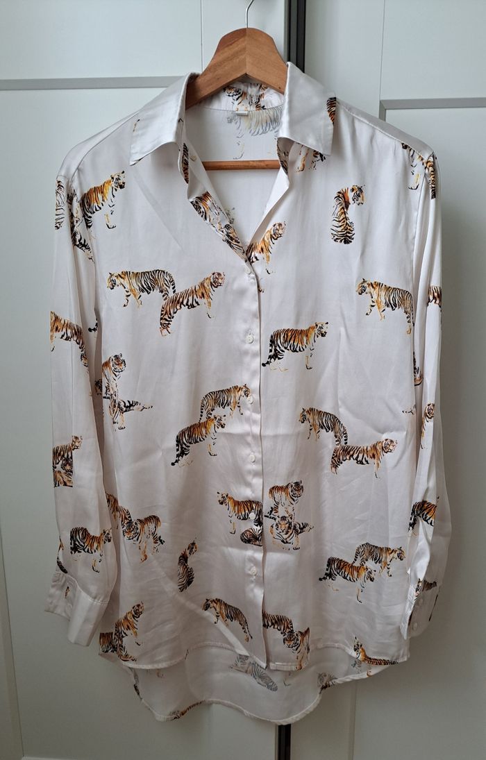 Blouse blanche imprimé léopard Shein