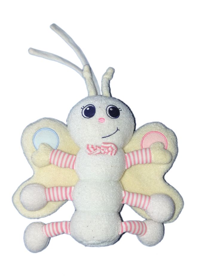 Peluche doudou papillon Luminou – luminescent, brille dans le noir, avec grelot – 25 cm