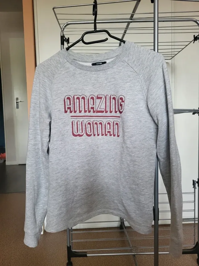 Pull fin col rond Amazing woman - photo numéro 2