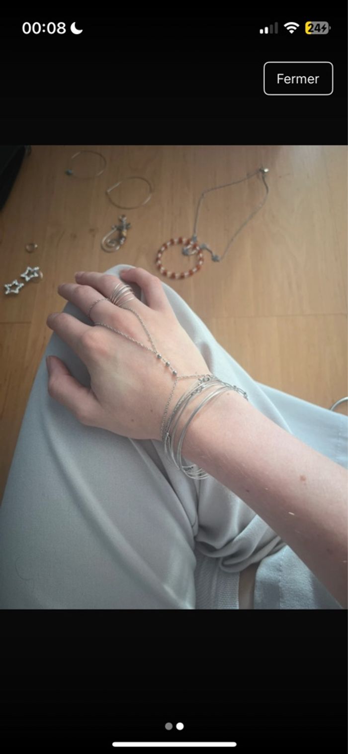 8 bracelets joncs argentés - photo numéro 2