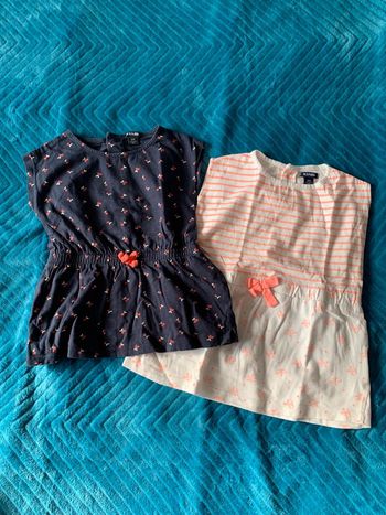 Lot 2 tee shirts tuniques 12 mois