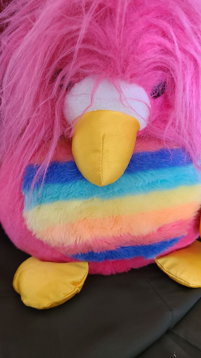 Peluche vintage perroquet AJENA arc-en-ciel oiseau rose - photo numéro 4