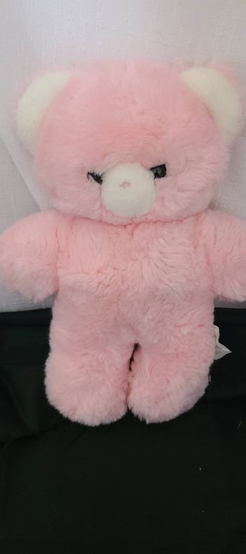 Doudou Peluche Ours Rose Blanc Ruban CREATIONS BLANCHET 24 CM